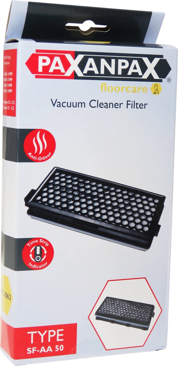 Paxanpax SF-AA 50 HEPA filter geschikt voor Miele - Active AirClean koolstoffilter met timestrip - SFAA50 - SF-AA50 - Compact C1 C2 - Complete C2 C3