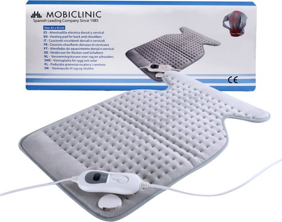 Mobiclinic - Elektrische Warmtekussen voor nek - Schouder en rug - 62x43 cm - 3 warmtestanden - Automatische uitschakeling