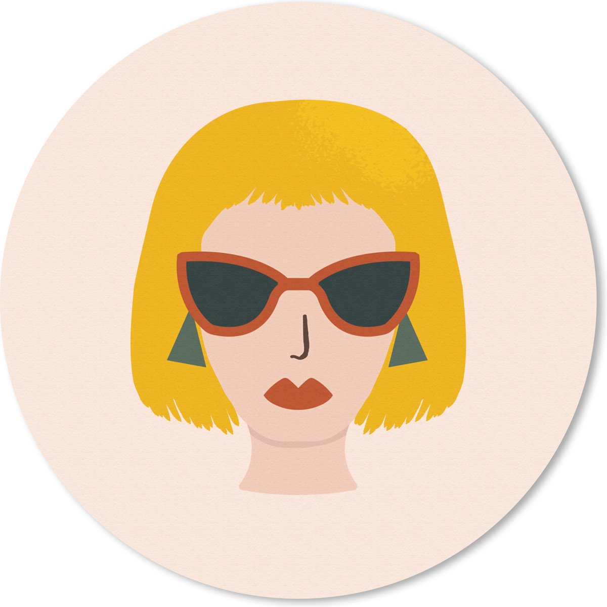 Muismat rond 20x20 cm - Mousepad Vrouw - Zomer - Zonnebril - Ronde muismatten