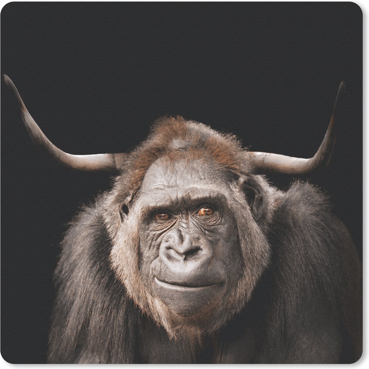 Muismat 20x20 cm - Mousepad Gorilla - Zwart - Dier - Muismatten