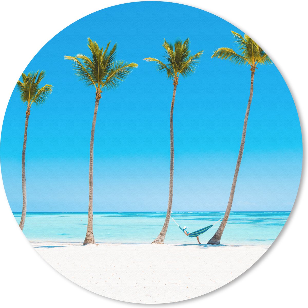 Muismat rond 50x50 cm - Mousepad Zee - Palmbomen - Hangmat - Ronde muismatten