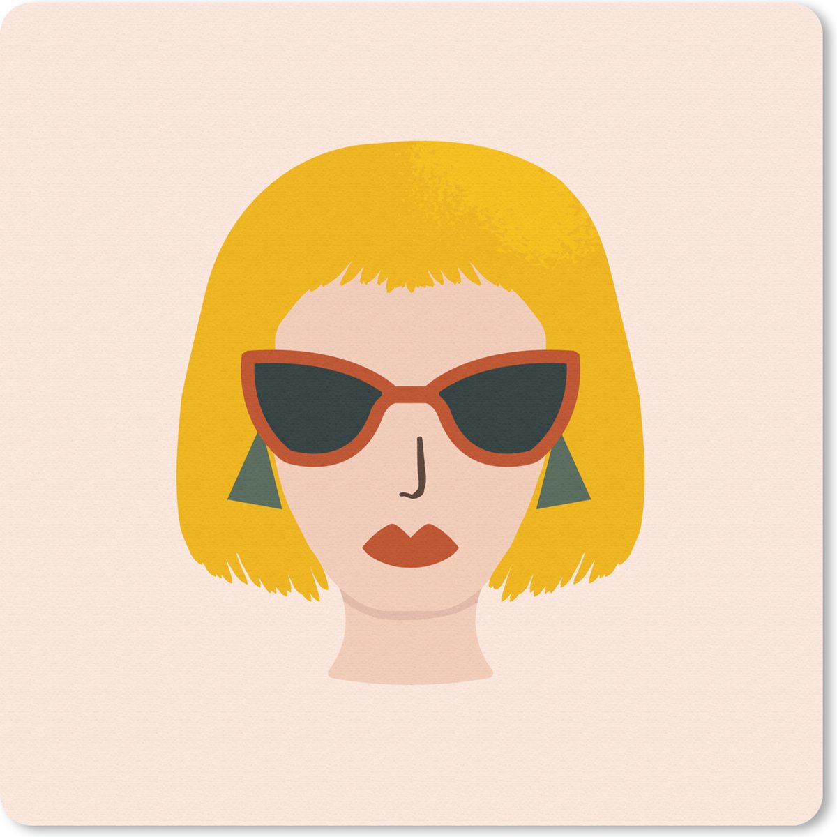Muismat 30x30 cm - Mousepad Vrouw - Zomer - Zonnebril - Muismatten