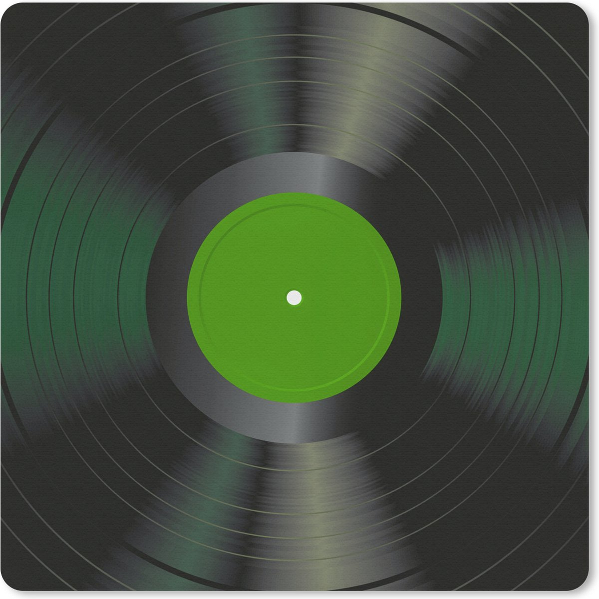 Muismat 20x20 cm - Mousepad Retro - Groen - LP - Vinyl - Muismatten