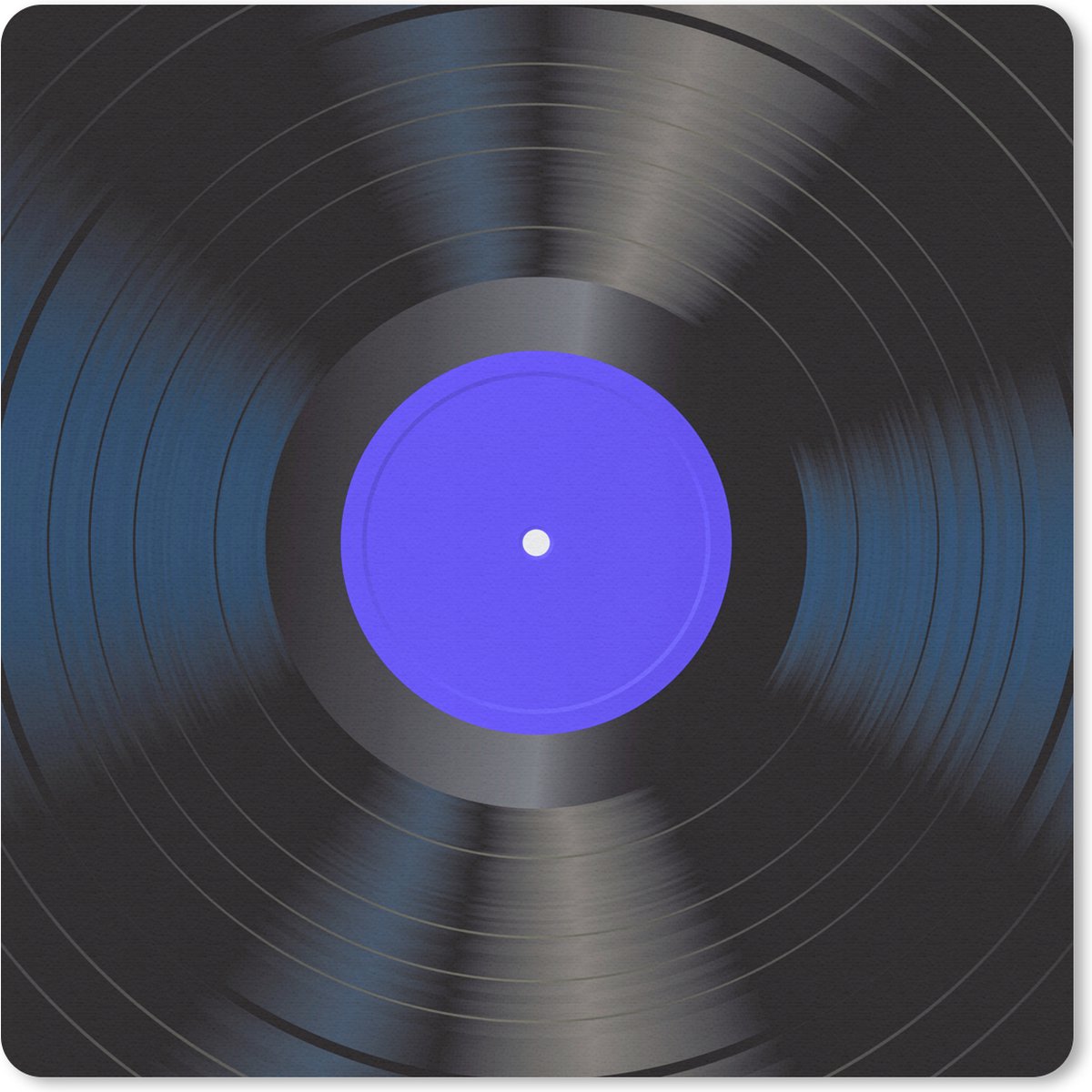 Muismat 20x20 cm - Mousepad Blauw - LP's vinyl - Retro - Muismatten