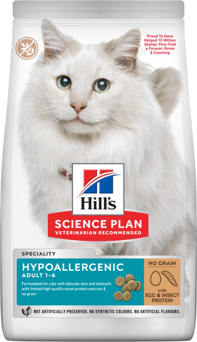 Hill's Hypoallergeen Adult - Kattenvoer - Ei en insect eiwitten -