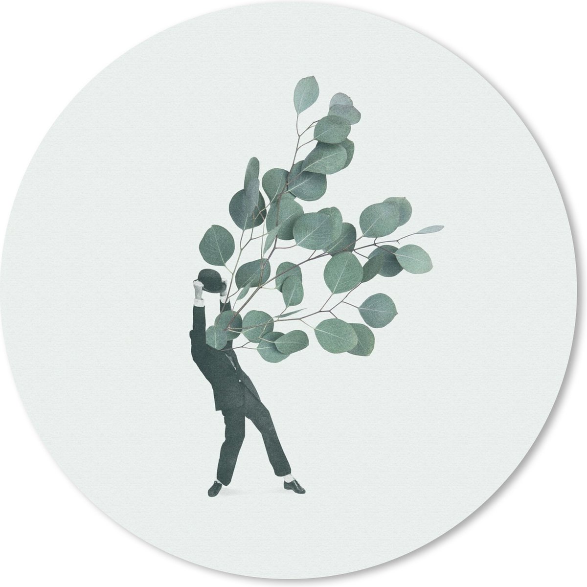 Muismat rond 50x50 cm - Mousepad Ballon - Man - Retro - Ronde muismatten
