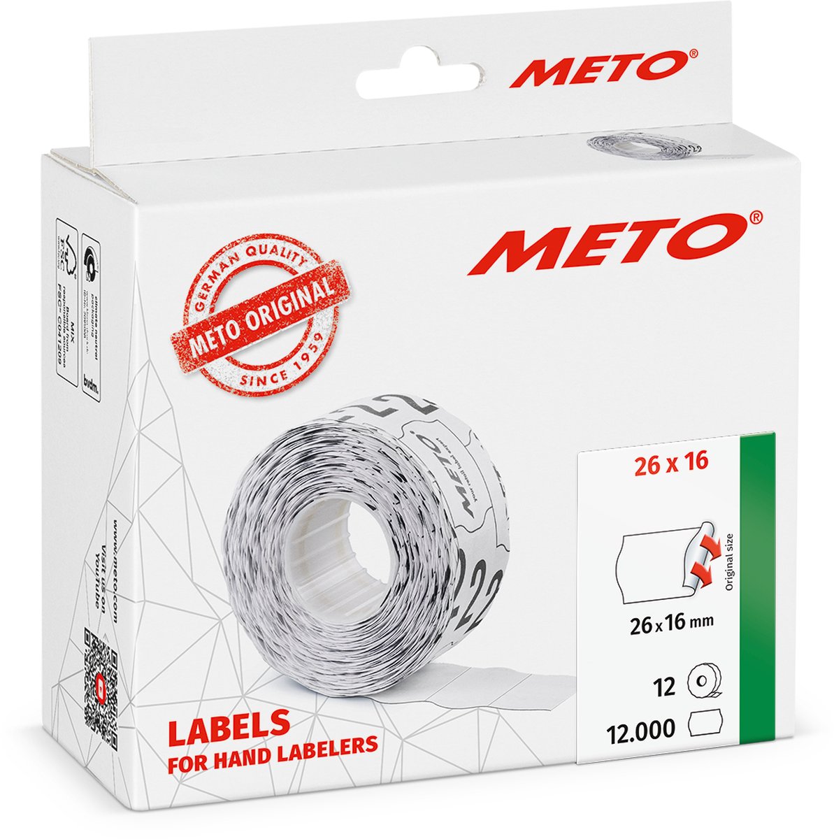 Etiket Meto 26x16 Wit Permanent