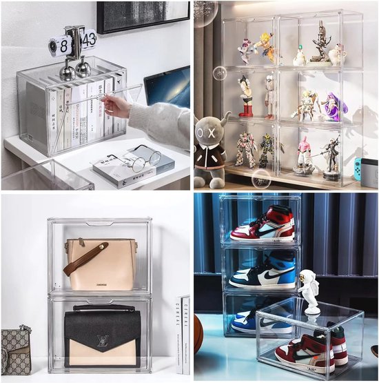 Transparante opbergbox voor figuren, stapelbare acryl displaybox, stapelbare figuurvitrine, transparante, stofdichte beschermende vitrine van acryl voor modellen, poppen, speelgoed en actiefiguren Transparante opbergbox voor figuren, stapelbare acryl displaybox, stapelbare figuurvitrine, transparante, stofdichte beschermende vitrine van acryl voor modellen, poppen, speelgoed en actiefiguren