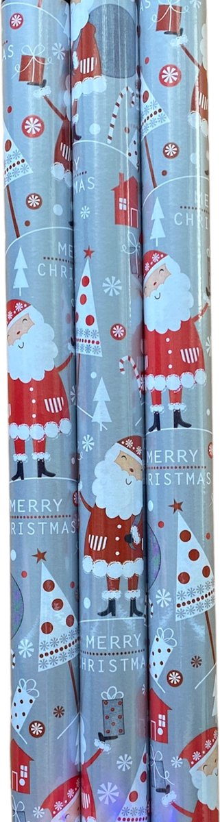 FESTIVE GIFTS Inpakpapier - Cadeaupapier - 200 x 70cm - 3 rollen - Kerst - Luxe Cadeauverpakking - Kleurrijk