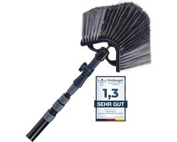 Hoekbezem met telescoopsteel voor gevelreiniging - uitschuifbaar tot 410 cm