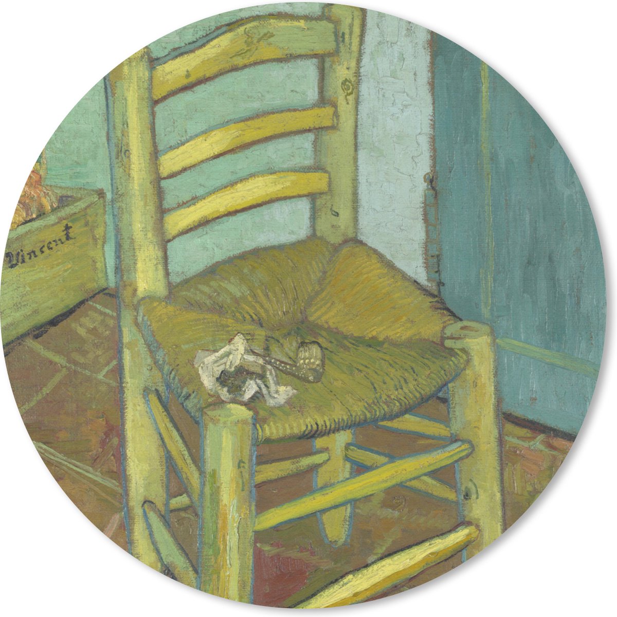 Muismat rond 40x40 cm - Mousepad Vincents stoel - Vincent van Gogh - Ronde muismatten
