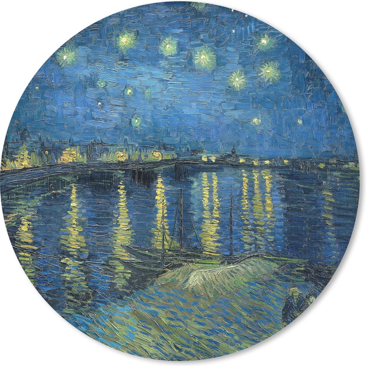 Muismat rond 40x40 cm - Mousepad De Sterrennacht - Vincent van Gogh - Ronde muismatten