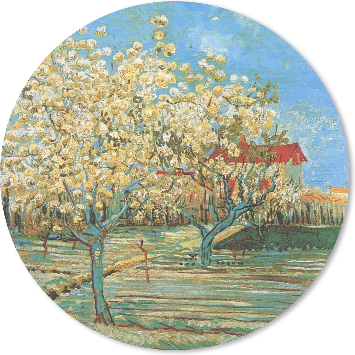 Muismat rond 20x20 cm - Mousepad Boomgaard in bloei - Vincent van Gogh - Ronde muismatten