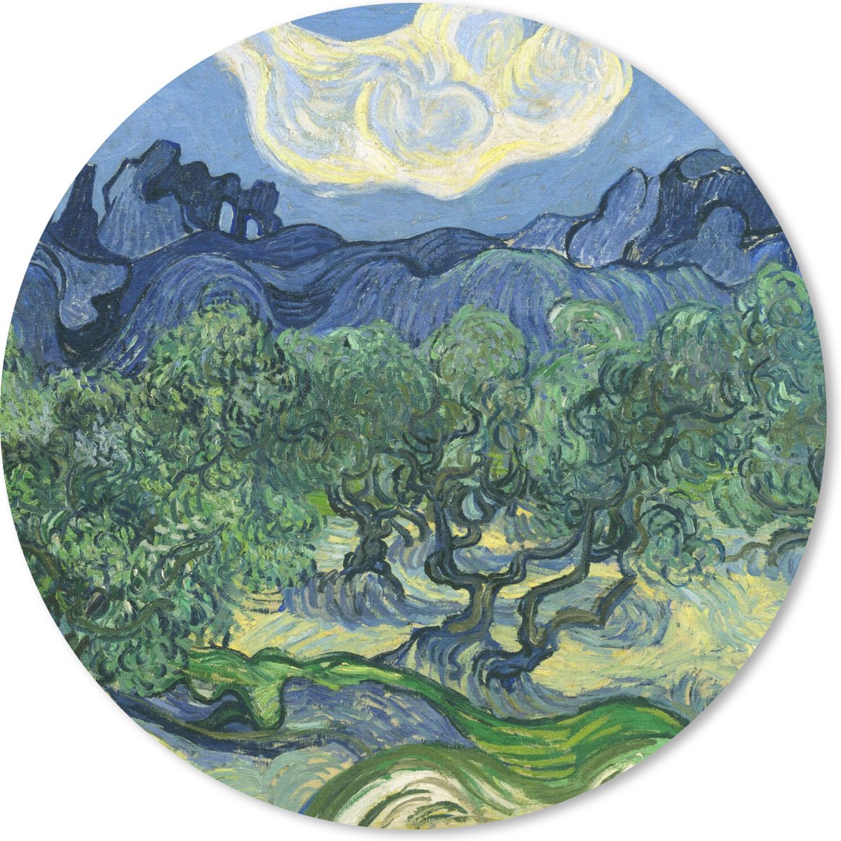 Muismat rond 30x30 cm - Mousepad De olijfbomen - Vincent van Gogh - Ronde muismatten