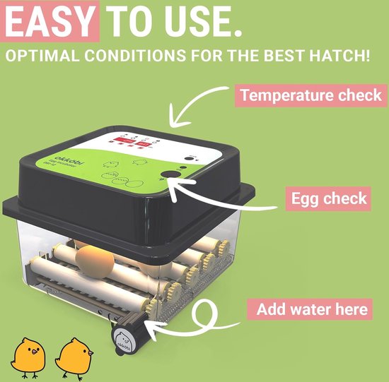 Okköbi OBI-12 Broedmachine voor kippen, eenden en andere vogels volautomatische broedmachine temperatuurregeling vochtweergave geïntegreerde eierschaal 5 jaar bescherming