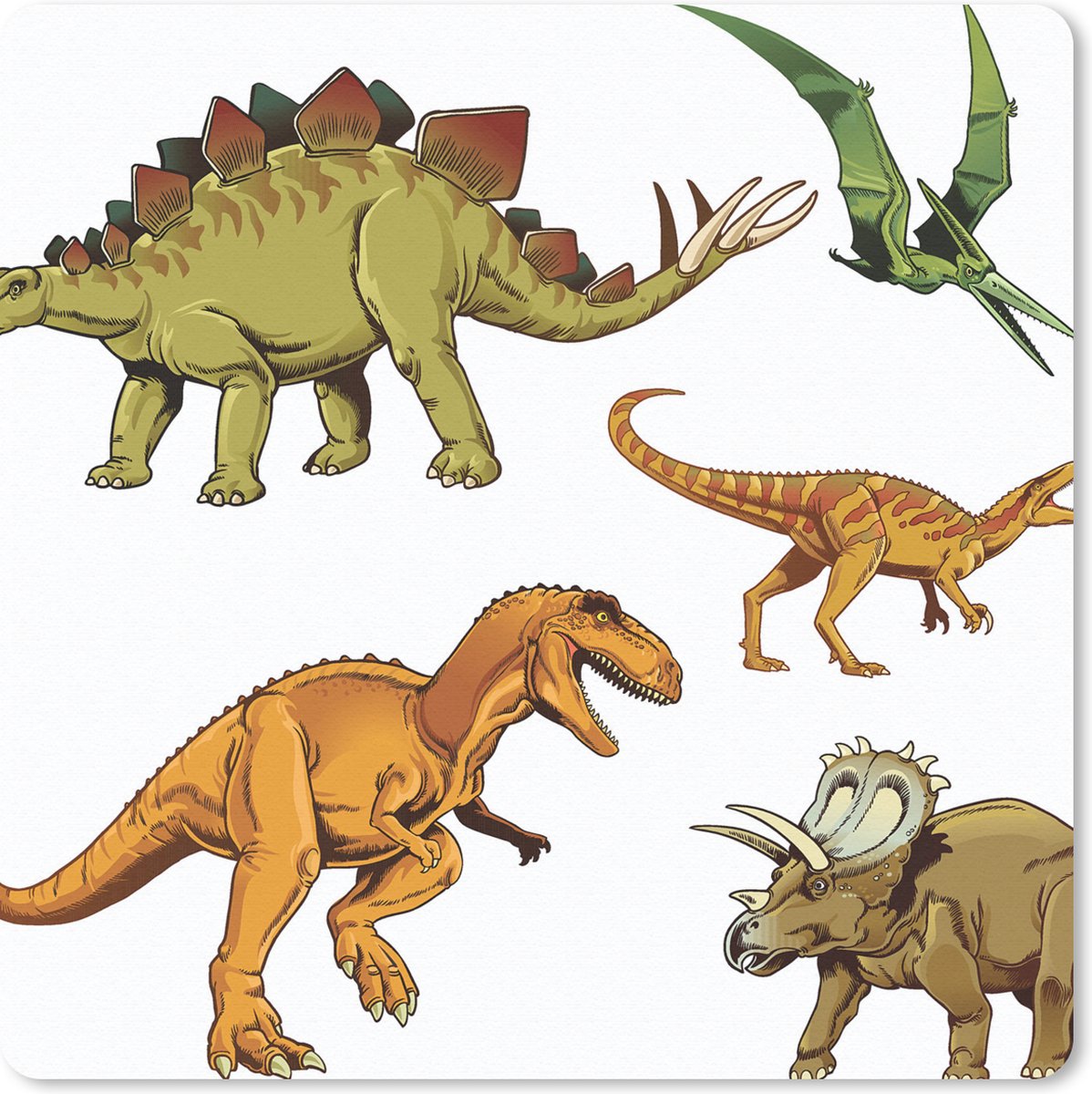 Muismat 20x20 cm - Mousepad Dinosaurus - Tekening - Kinderen - Jongens - Kinderen - Muismatten