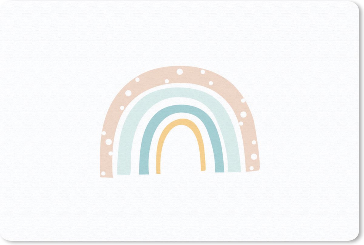 Muismat 27x18 cm - Mousepad Regenboog - Kinderen - Pastel - Stippen - Baby - Muismatten