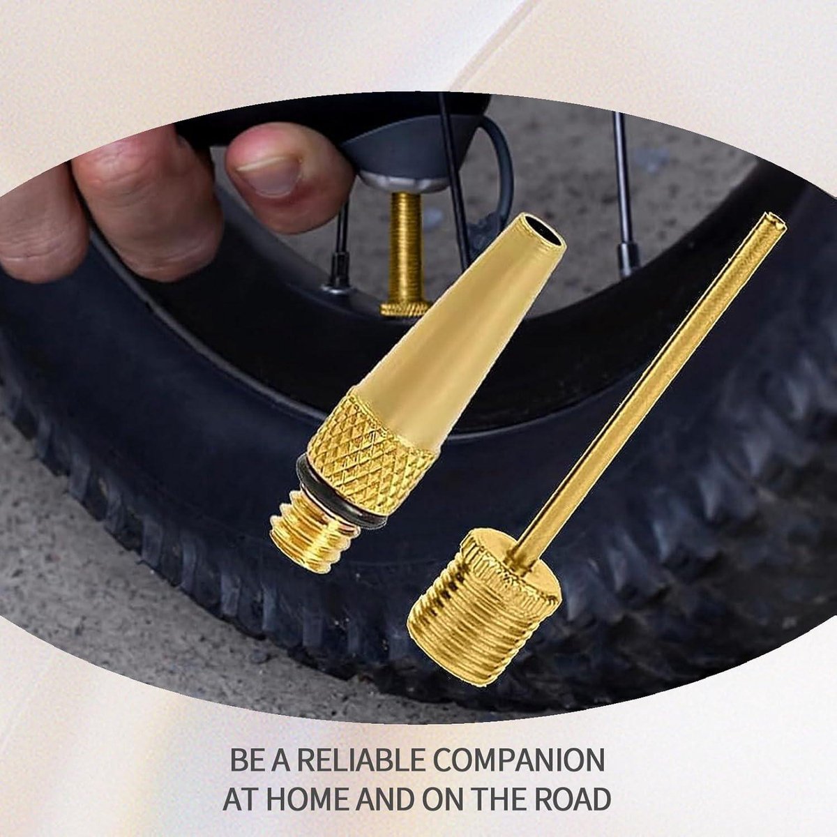 Kit Adaptateur De Valve 5 Pièces Pour Gonflage Pneus Voiture, Vélo, Ballons - Valve Française, Bouchons 8mm, Aiguilles