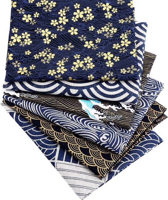 WBNCUAP Japanse kimono-stof zwarte print katoen doe-het-zelf stof voor het naaien van jurk of patchwork materiaal (kleur: 14, maat: 45x45cm klein stuk