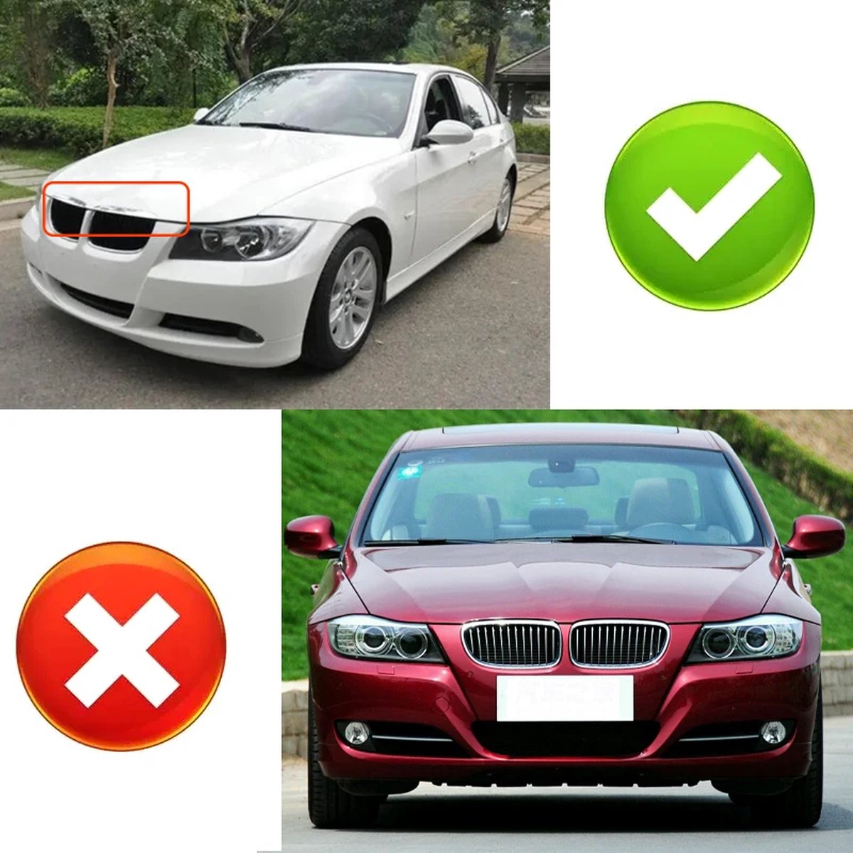 Grille De Calandre Noire/chrome Pour BMW Série 3 E90 E91 2005-2008 - Style Sportif, Remplacement Direct
