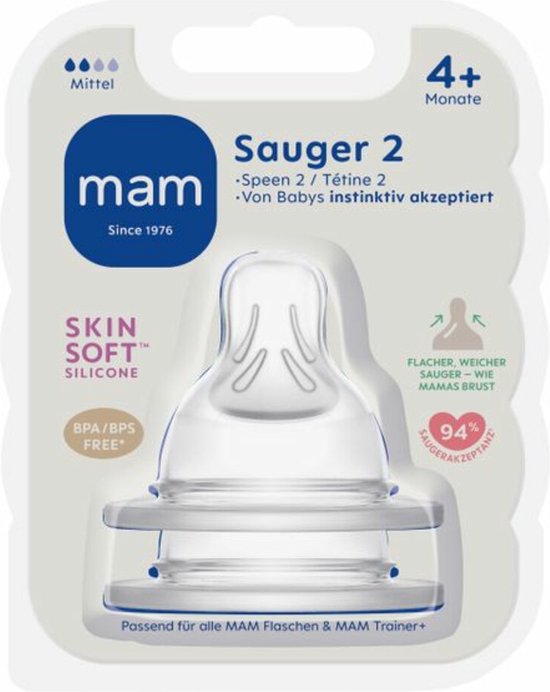 Mam fles speen Gr. 2( 2+) 2 stuks van MAM — afbeelding 2