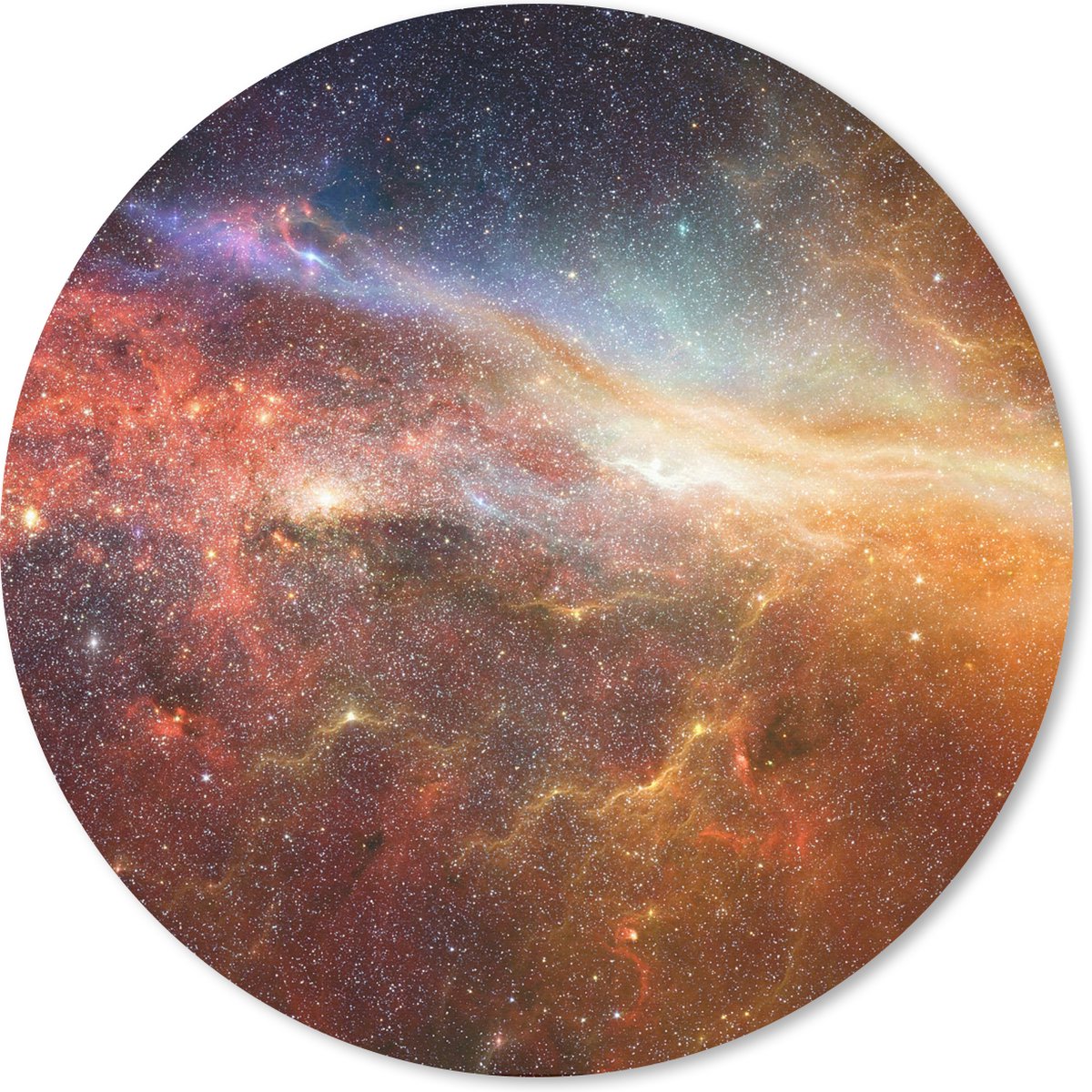 Muismat rond 50x50 cm - Mousepad Sterren - Ruimte - Oranje - Ronde muismatten