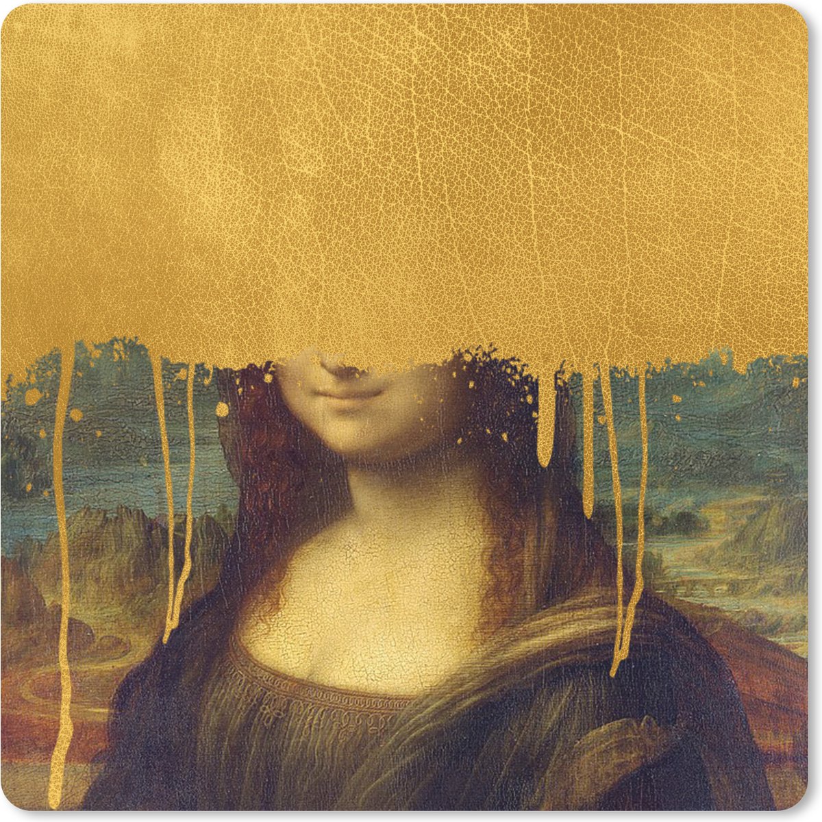 Muismat 30x30 cm - Mousepad Mona Lisa - Goud - Da Vinci - Muismatten