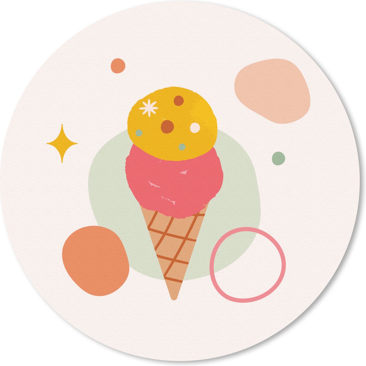 Muismat rond 50x50 cm - Mousepad IJs - Pastel - Zomer - Ronde muismatten