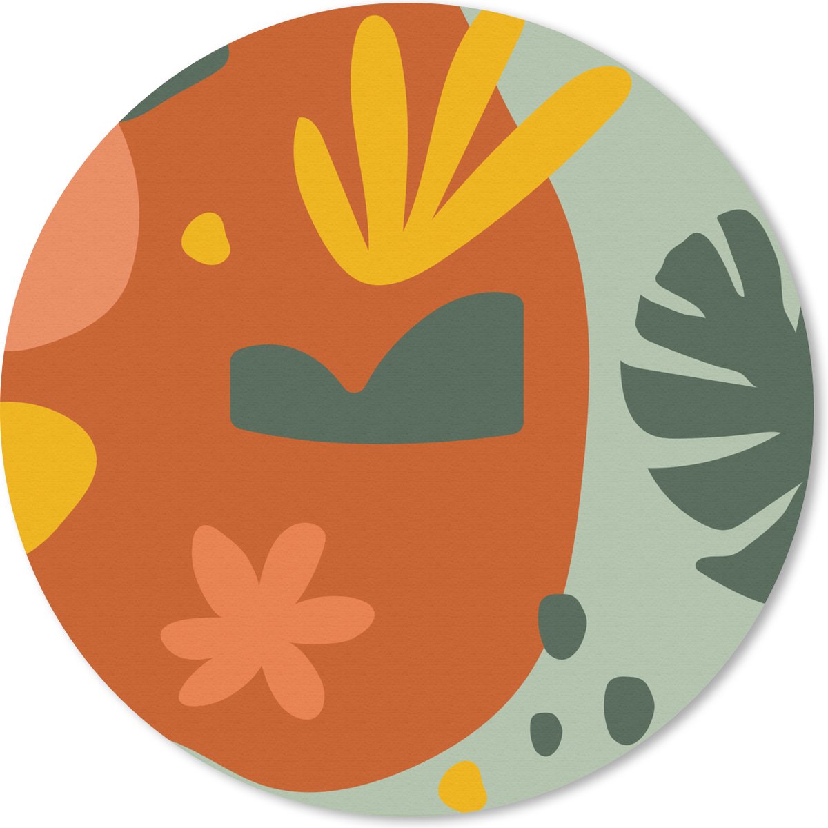 Muismat rond 50x50 cm - Mousepad Planten - Kleuren - Patroon - Ronde muismatten