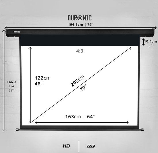 Optoma DE-9120EGA gemotoriseerd bediend projectiescherm 16:9 120 inch