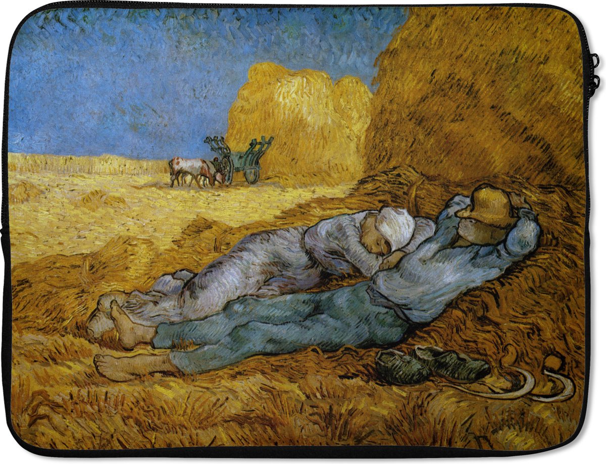 Laptophoes 17 inch - De Siesta - Vincent van Gogh - Laptop sleeve - Binnenmaat 41x28 cm - Zwarte achterkant