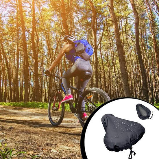 Housse De Selle De Vélo Imperméable 27x24 Cm – Tissu PVC, Cordon De Serrage, Anti-Pluie Et Anti-Poussière – Noir, Unisexe