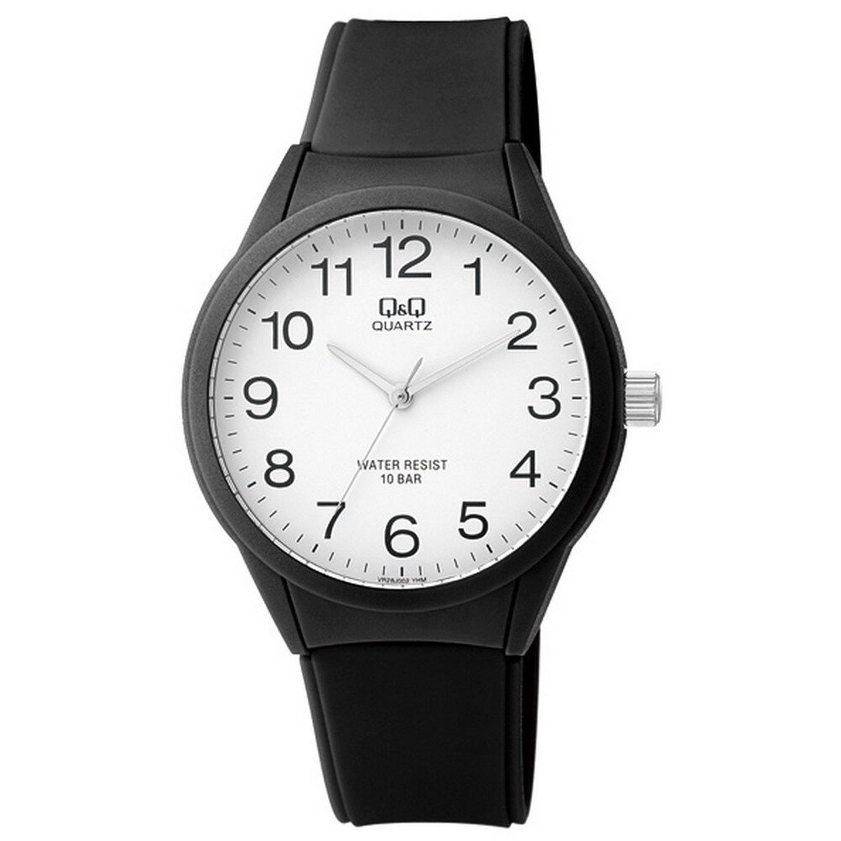 QQ VR28J002Y - Horloge - Sport - Analoog - Unisex - Plastic band - Rond - Cijfers - Kunststof - Zwart - Wit