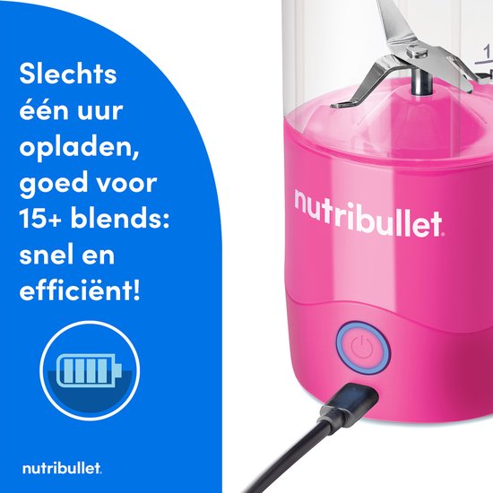 nutribullet Portable - Blender To Go - Mini Blender - Draadloos - Fel Roze van Nutribullet — afbeelding 4