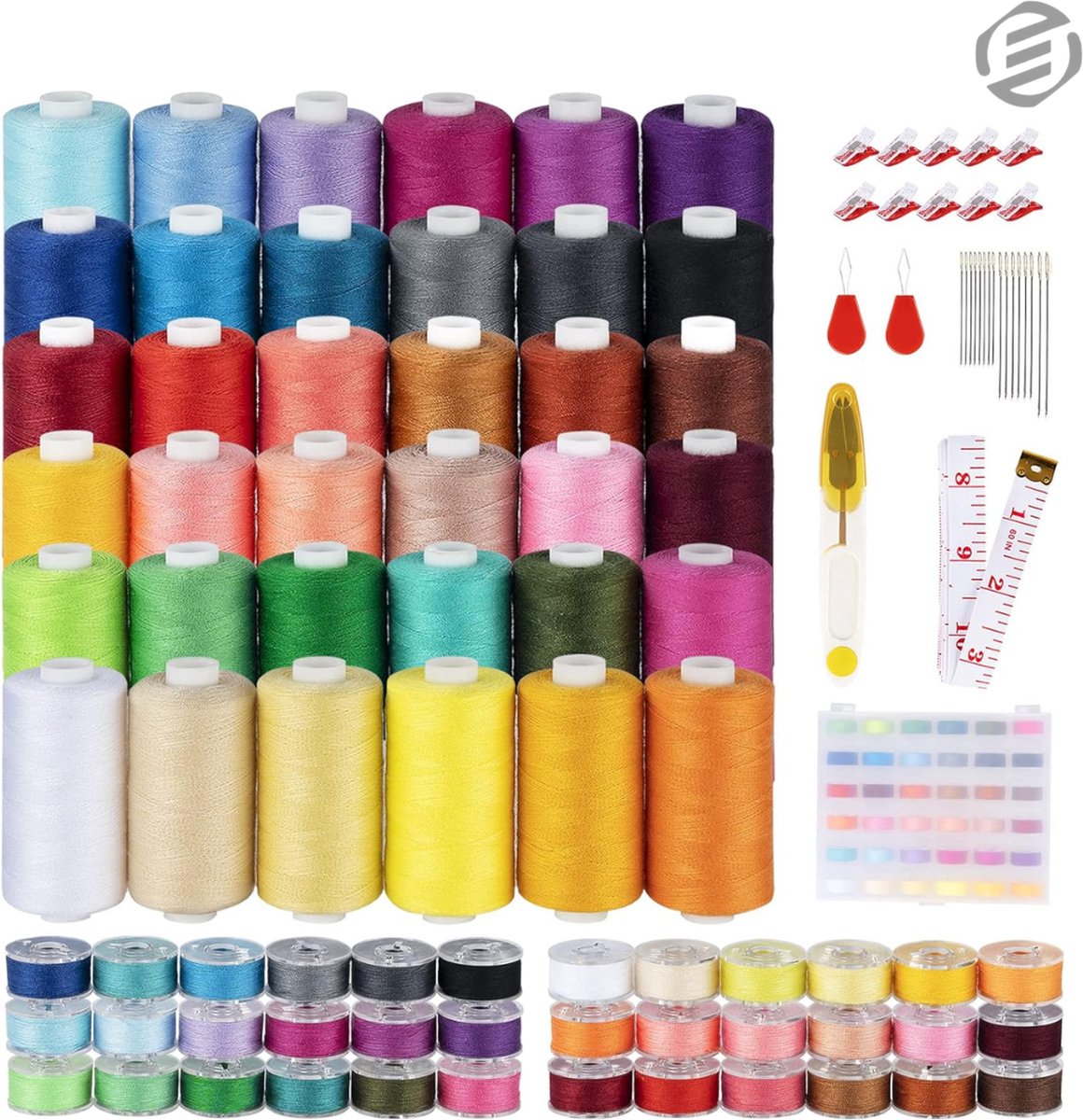 Equivera Naaigaren voor Naaimachine - Naaigaren Set - Naaigaren - Naai Garen - Naaigarenbox - Naaigaren Box - Naaigaren Doos - Naaigaren Kit - Garen Set - Naai Set