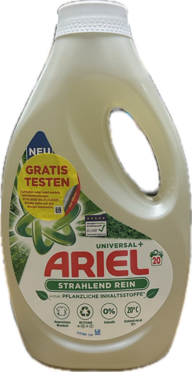 Goedkoopste Ariel Universal wasmiddel-Strahlend Rein-20wasbeurten-1100ml