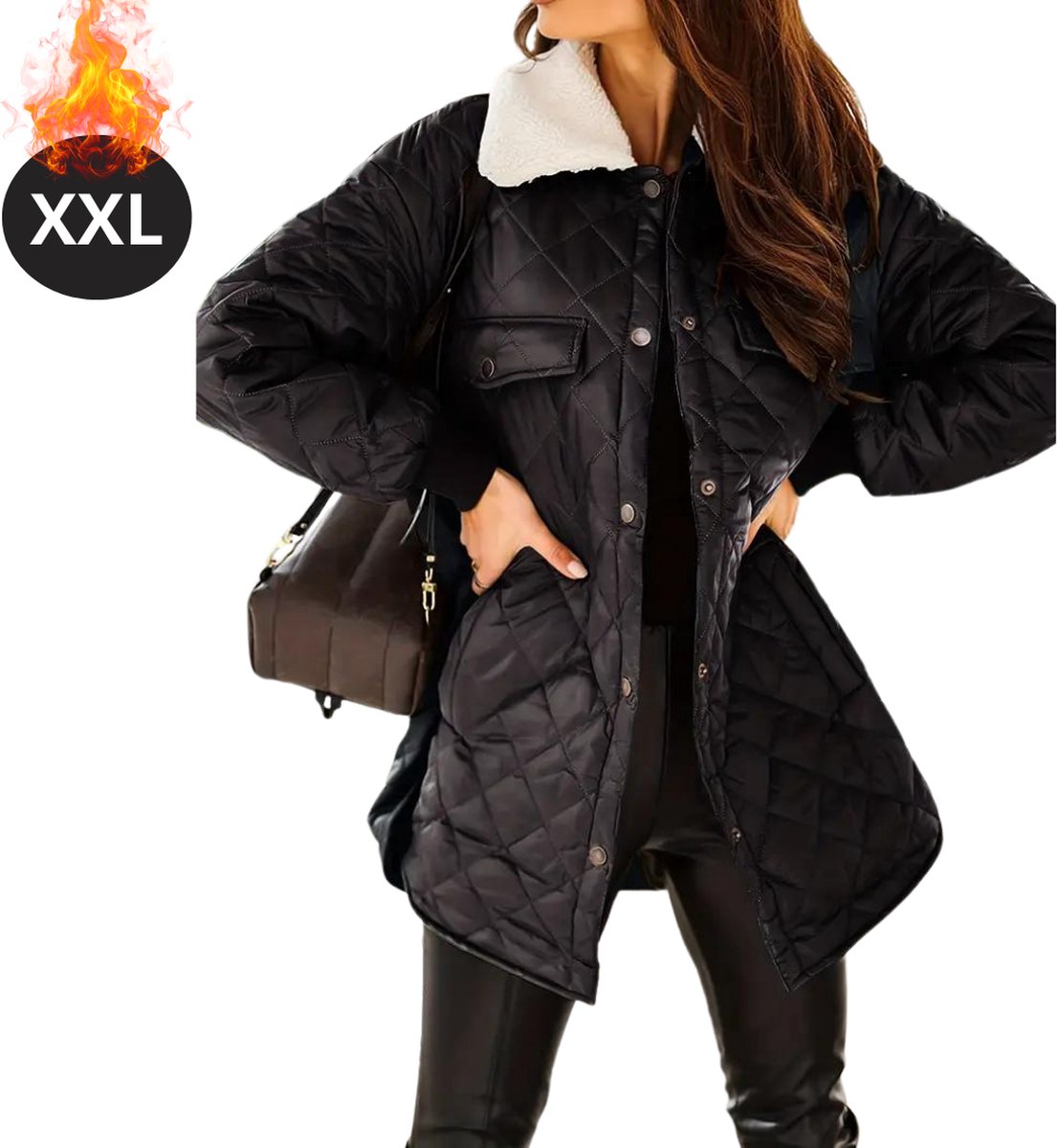 Livano Winterjas - Parka Dames Winterjas - Winter - Volwassen - Stijlvol - Lange Jas Dames - Mantel Vrouwen - Zwart - Maat XXL