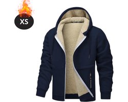 Livano Winterjas - Parka - Heren - Winter - Fleecejas - Volwassen - Stijlvol - Met Capuchon - Gewatteerde Jas - Marineblauw - XS