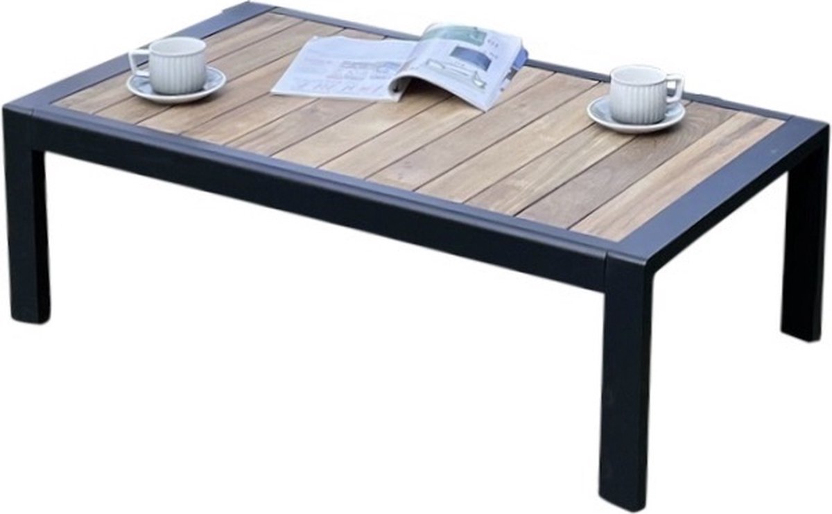 Kota lounge tuintafel aluminium antraciet 113x62xH38 cm teak blad