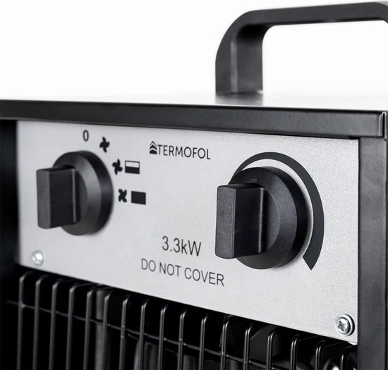 DAHTEC 2000W Verbeterde Elektrische Ventilatorverwarmer - Stalen Behuizing - Industriële Draagbare Kachels - Thermostaat & Oververhittingsbeveiliging - Ideaal voor Bouwplaats, Garage, Kas
