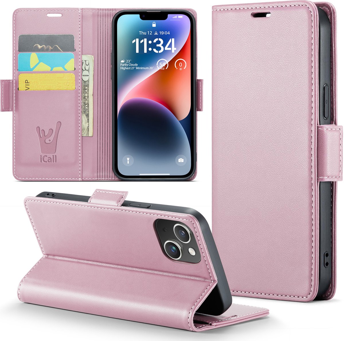 Hoesje geschikt voor iPhone 16 - HyperCase Book Cover Kunstleer Rose