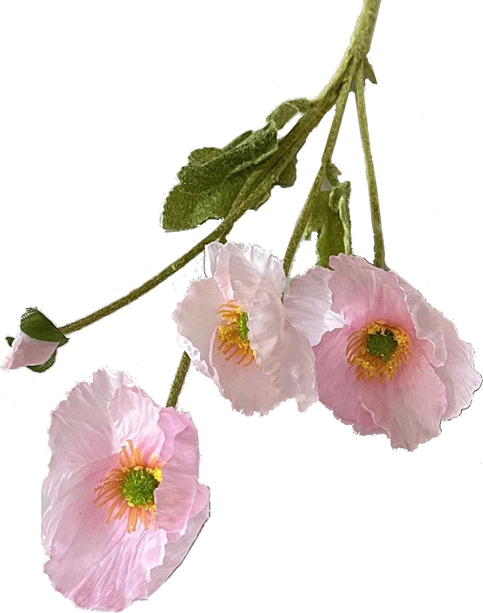 Steelbloem / kunstbloem klaproos 58 cm midden roze