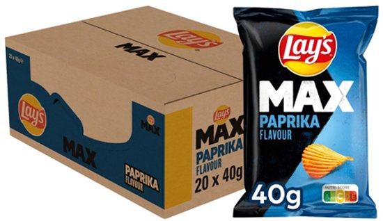 Lay's Max Paprika - Ribbel Chips - 20 x 40 gram
