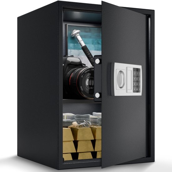 ACROPAQ Geldkist - Kluis met 3 tot 8 cijfer cijferslot, Kluis brandwerend 4 mm dikke deur, Kluisjes met sleutel, Kluis met sleutel - Kluis inbraakwerend, kluis brandwerend voor geld