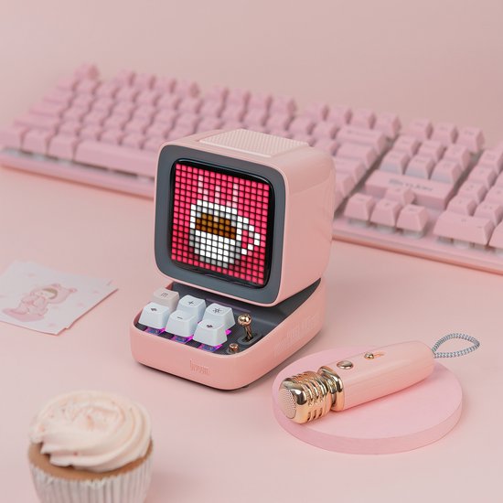 Divoom™ Ditoo Mic - Portable Speaker - Met Draadloze Microfoon- Pixelart - Roze van Divoom — afbeelding 3