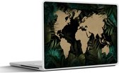 Laptop sticker - 14 inch - Wereldkaart - Zwart - Planten - 32x5x23x5cm - Laptopstickers - Laptop skin - Cover