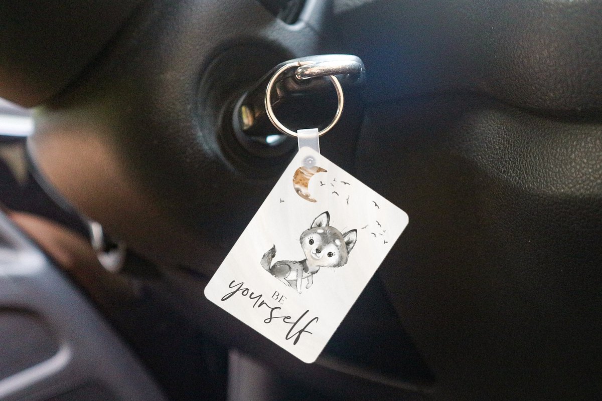 Sleutelhanger - Spreuken - Wolf - Be yourself - Kinderen - Jongens - Meisjes - Waterverf - Uitdeelcadeautjes - Plastic