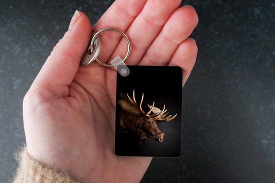 Porte-clés - Orignal - Bois - Portrait - Cadeaux à distribuer - Plastique