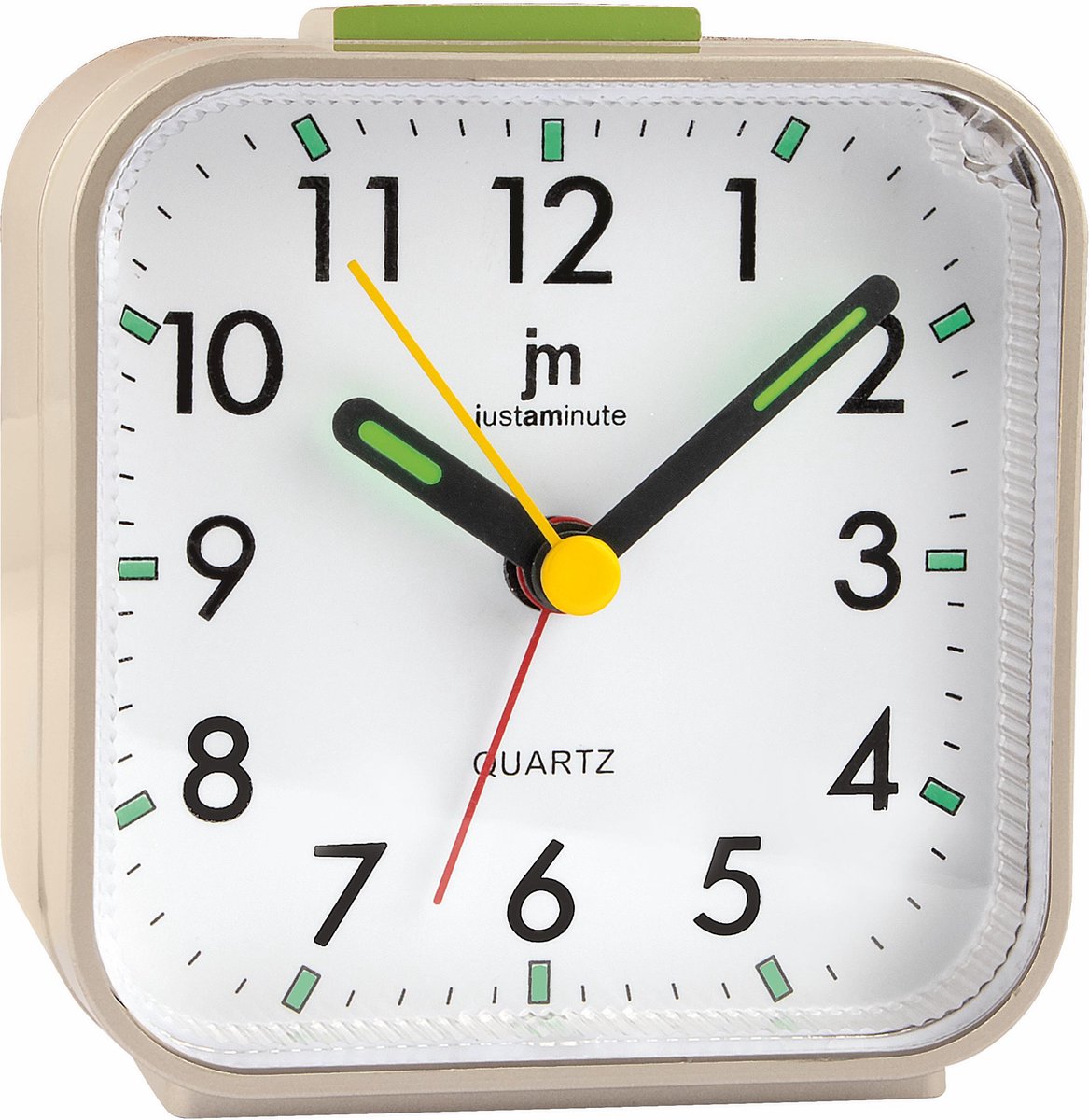 Just a Minute | Wekker | Zand - met stil uurwerk en snooze functie - met fluoriserende wijzers - werkt op AA battarij