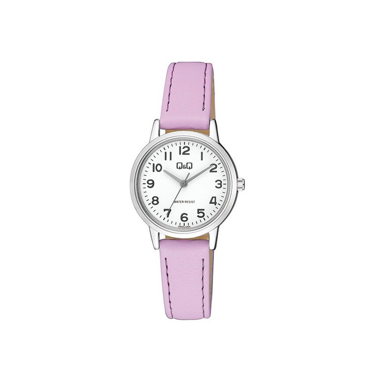 mooi duidelijk QQ dames horloge met lila lederen band Q925J354Y